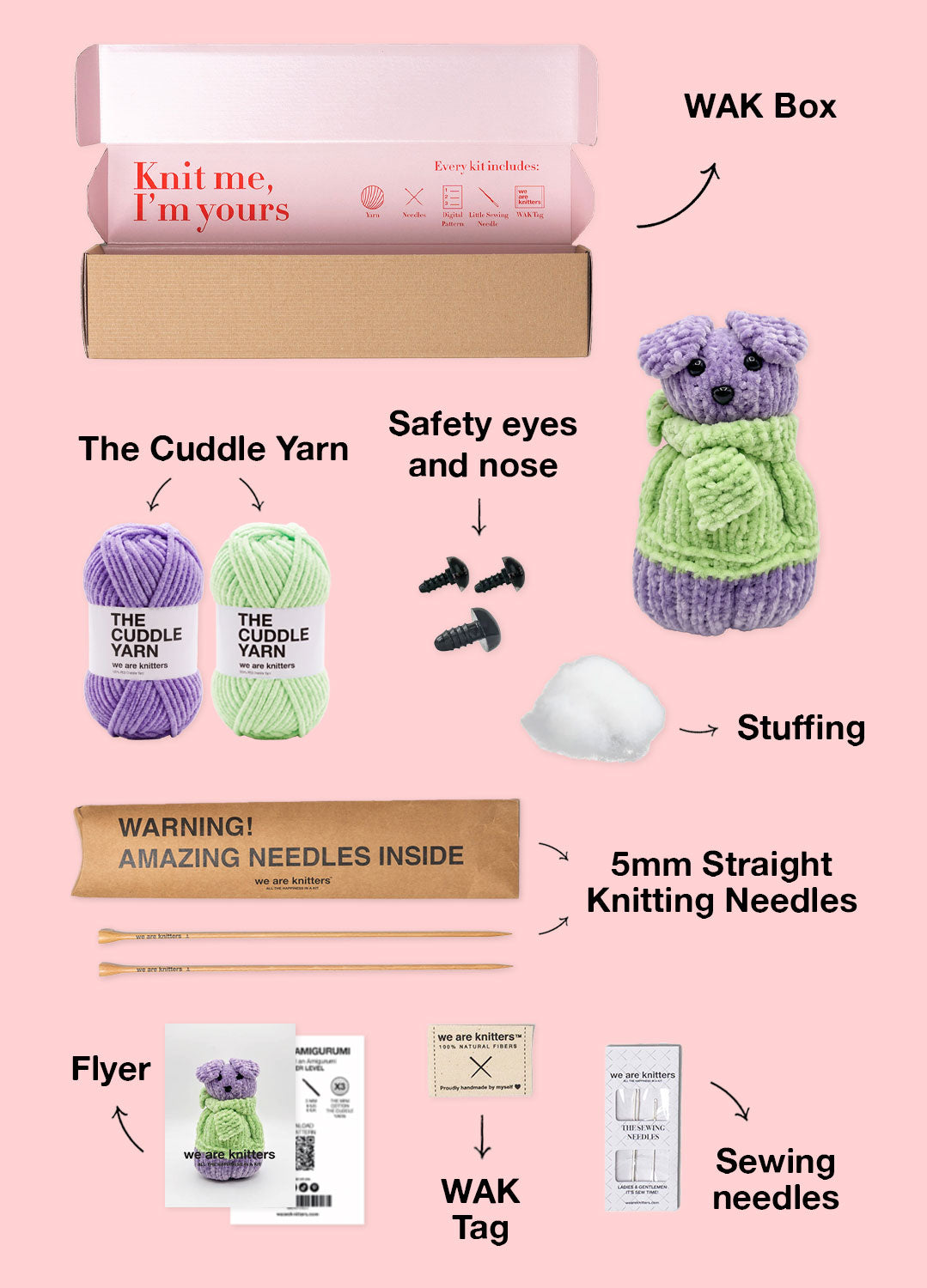 The Knitty Dog - Easy Mini Knitted Dog Kit - Cuddle Yarn