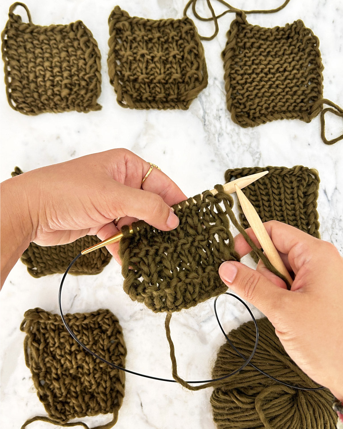 Stitch Sampler Kit: Learn The Basics Knitting Kit - Make your first Snood - Premium Version
