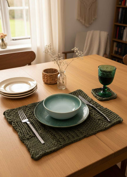 Stitch Sampler Kit: Learn The Basics Knitting Kit - Make your first Placemat &amp; Coasters