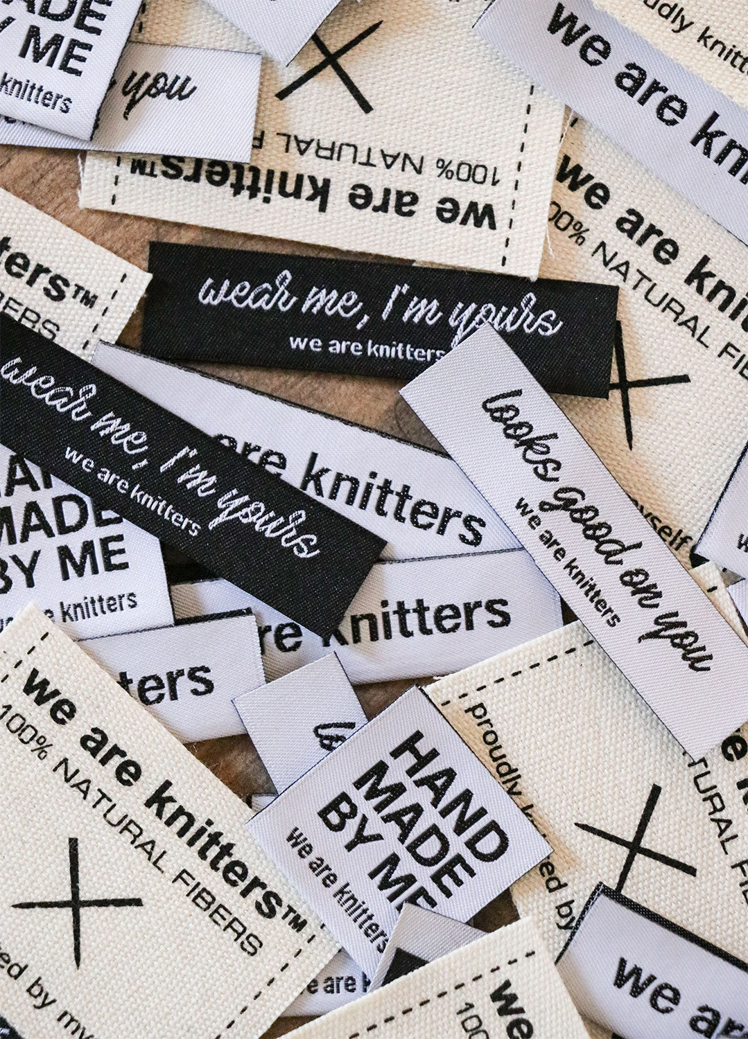 5 pack of We Are Kniters textile labels