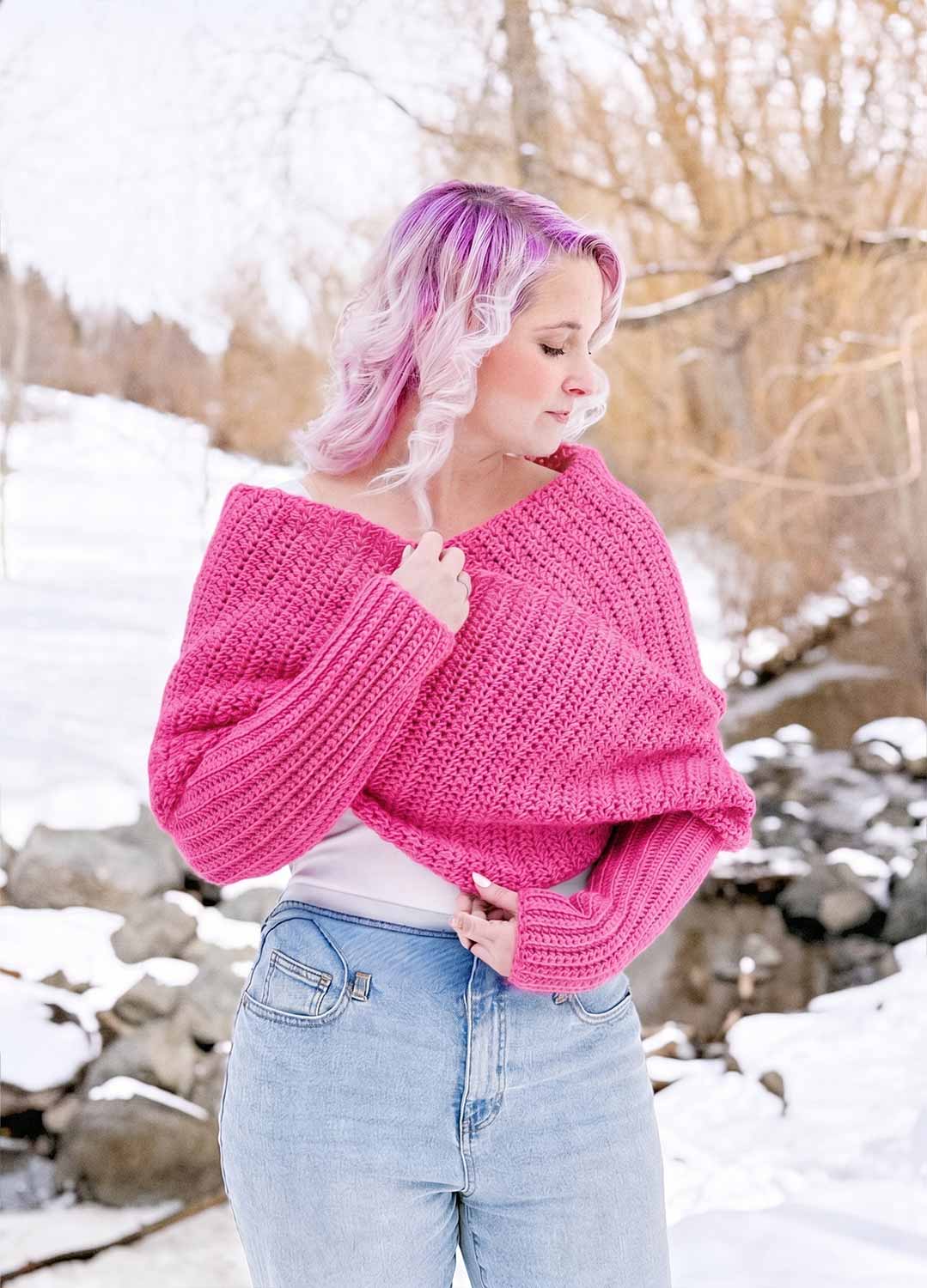 Easy Crochet Sweater Scarf x @knitatude Kit - Yummy Yarn Fine Version